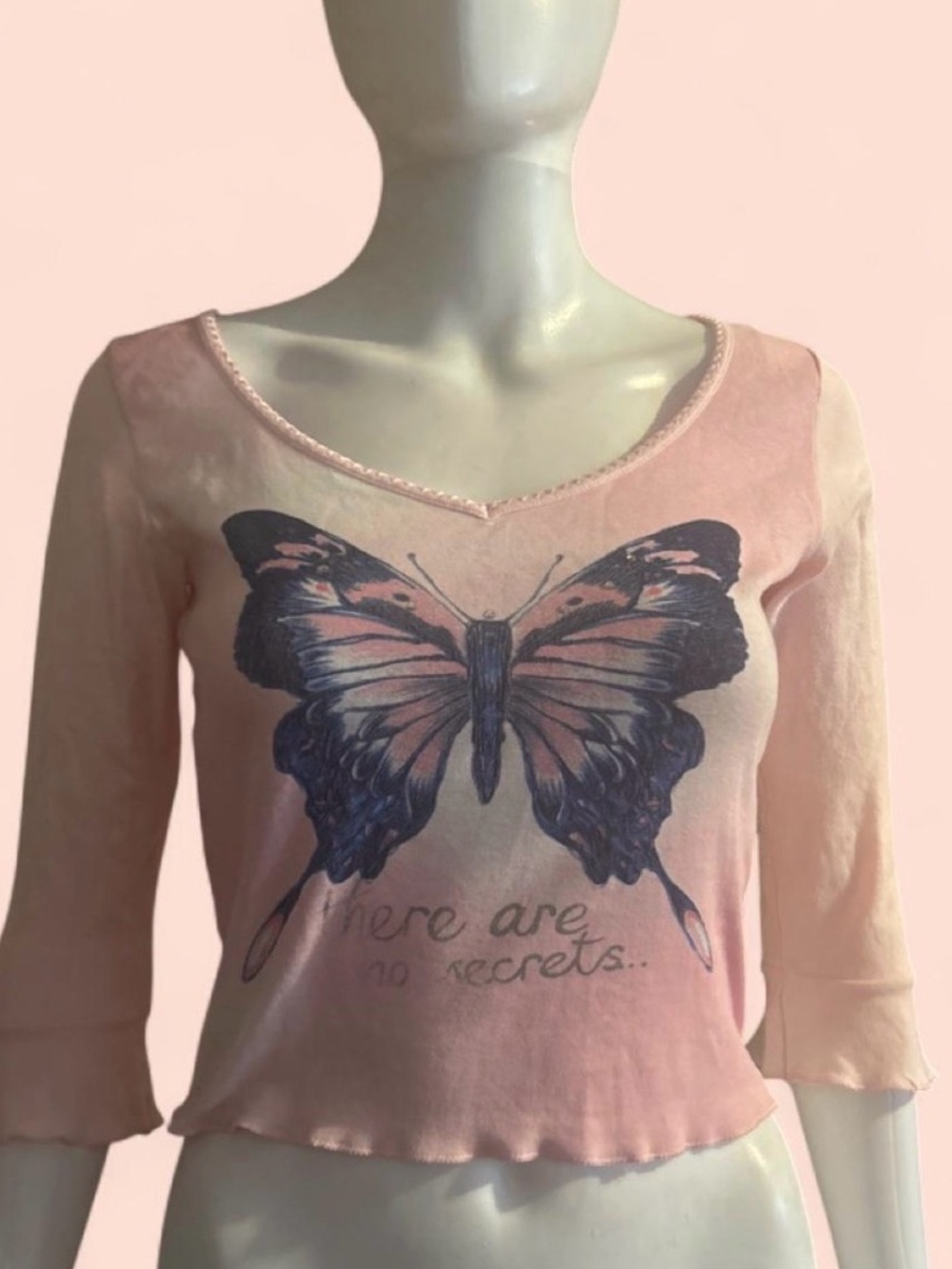 United Colors Of Benetton Pale Pink Butterfly Crop Top